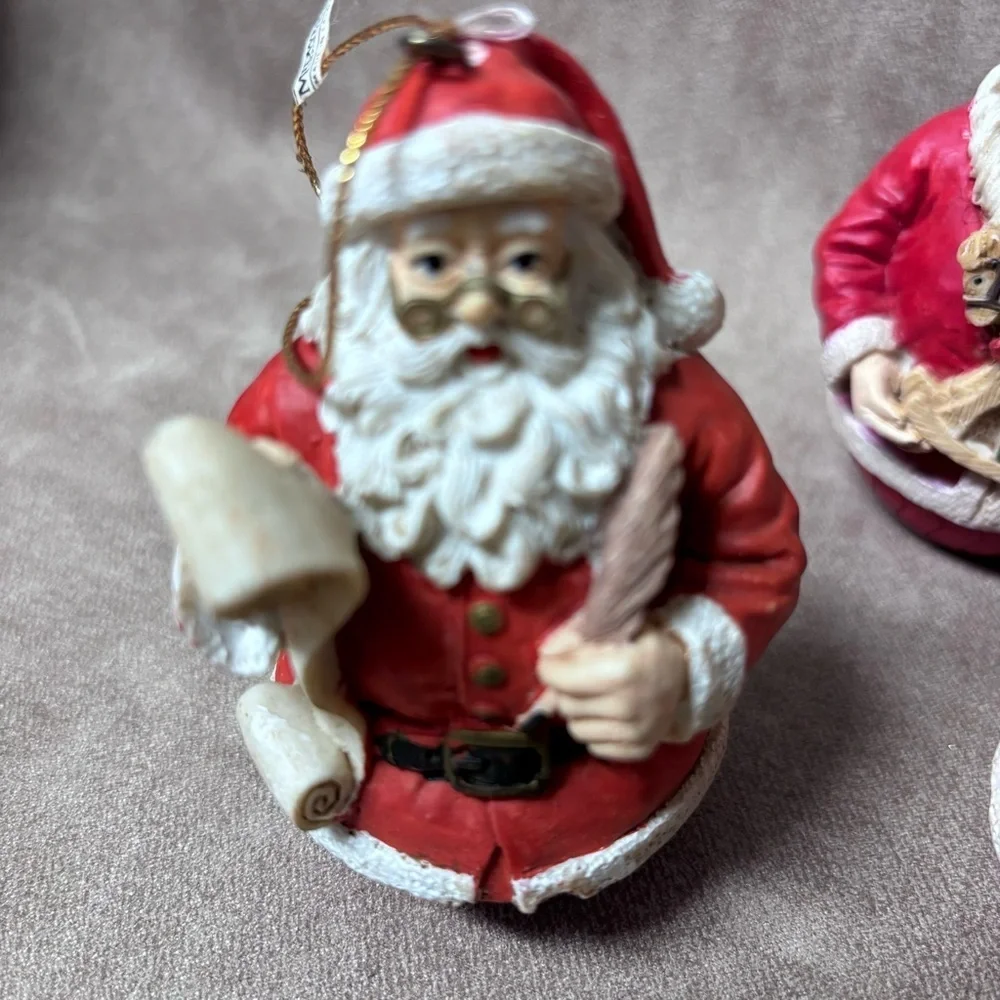 Lot of (6) VTG Jaimy Santa Claus Christmas Tree Hanging Ornament Round Bottom